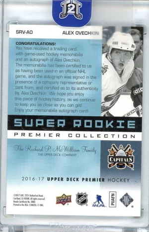 2016-17 Upper Deck Premier Super Rookie Alex Ovechkin Patch Auto /15 back